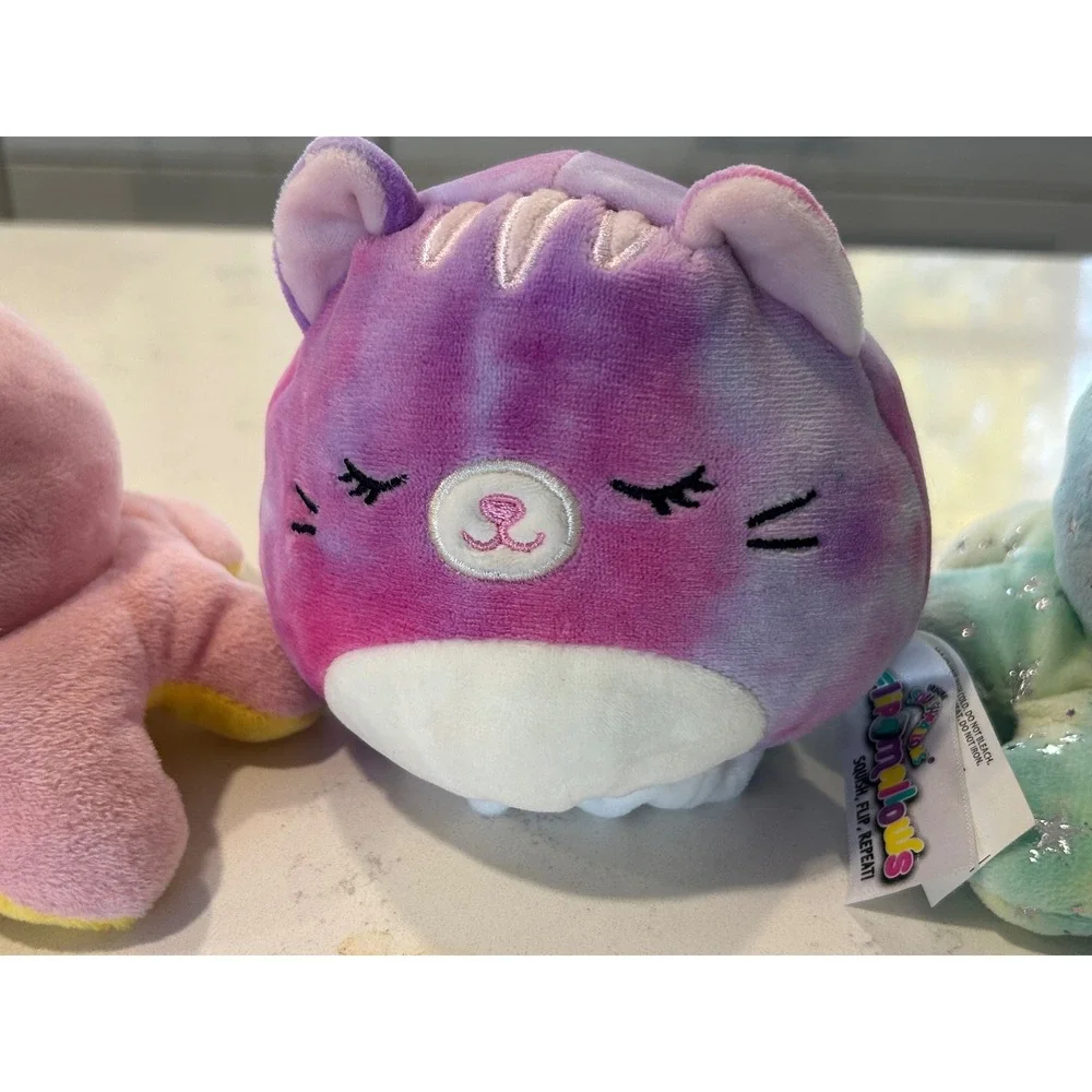 Squishmallow‎ Reversible Octopus Cat Dog Plush Toy Set